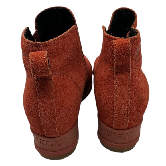 Sorel Evie Wedge Suede Ankle Pull On Boots Burnt Orange Waterproof - Picture 11 of 13